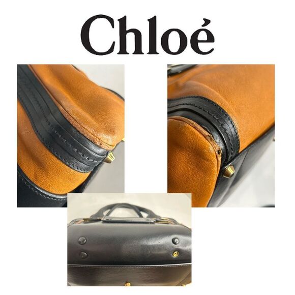 Chloé Leather Alice Shoulder‎ Crossbody Bag - Black and Brownish Orange - Picture 7 of 7